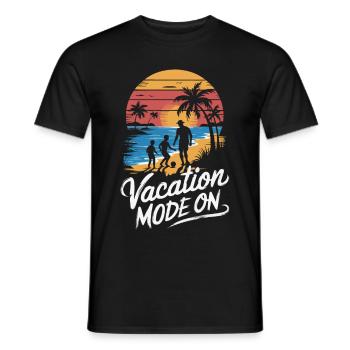 Father and 2 sons football holiday beach vintage - Men's T-Shirt - black - Front - AI Model Male 178 light (178cm)