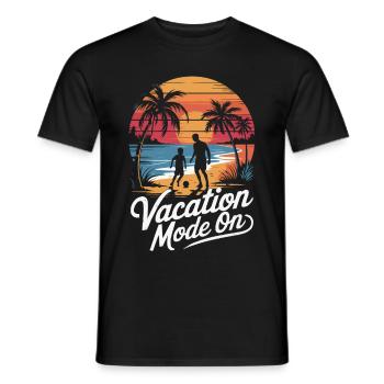 Father and son football holiday beach retro vintage - Men's T-Shirt - black - Front - AI Model Male 178 light (178cm)