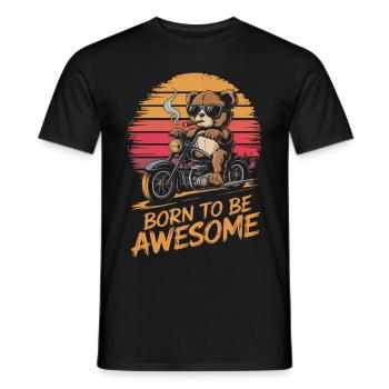 Ours en peluche avec des lunettes de soleil équitation moto vintage - T-shirt homme - noir - Devant - AI Model Male 178 light (178cm)