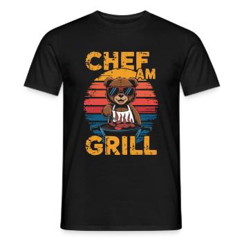 Ours en peluche grillant un BBQ sur le gril - T-shirt homme - noir - Devant - AI Model Male 178 light (178cm)