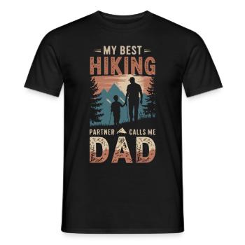 Père et fils camping camping randonnée vintage - T-shirt homme - noir - Devant - AI Model Male 178 light (178cm)