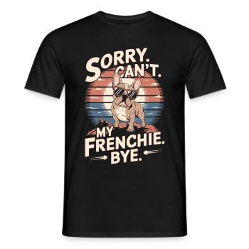 Bouledogue français avec lunettes de soleil vintage - T-shirt homme - noir - Devant - AI Model Male 178 light (178cm)