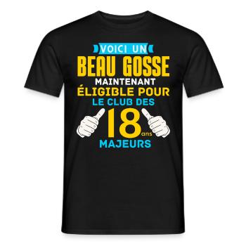 Anniversaire 18 ans Garçon Humoristique Beau Gosse - T-shirt homme - noir - Devant - AI Model Male 178 light (178cm)