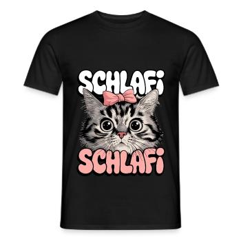Cat Sleep Shirt Cute Gift Cat - Men's T-Shirt - black - Front - AI Model Male 178 light (178cm)
