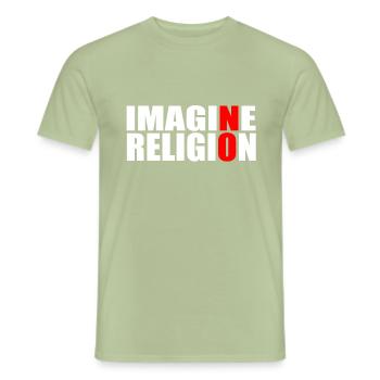 La religion! - T-shirt homme - vert sauge - Devant - AI Model Male 178 light (178cm)