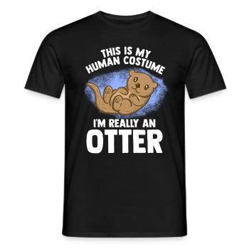 Animal loutre - T-shirt homme - noir - Devant - AI Model Male 178 light (178cm)