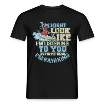 Kayak en eau vive aviron bateau à roue en eau vive - T-shirt homme - noir - Devant - AI Model Male 178 light (178cm)