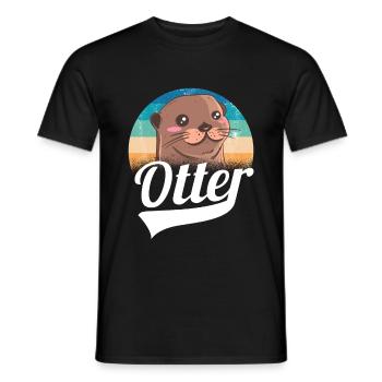 Cadeau animal mignon de loutre - T-shirt homme - noir - Devant - AI Model Male 178 light (178cm)