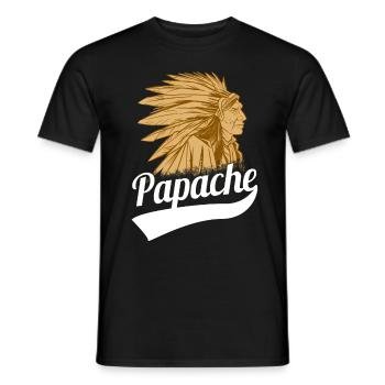 Fête des Pères Tshirt Apache Papa Papa Papa Papa Papi Papa - T-shirt homme - noir - Devant - AI Model Male 178 light (178cm)