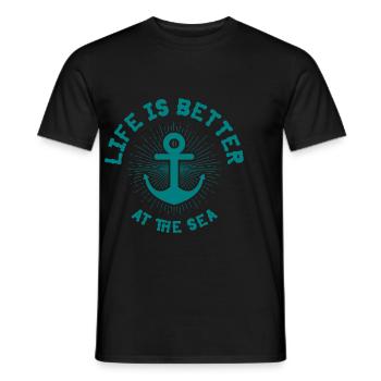 Sirène ancre disant cadeau mer navire ancre - T-shirt homme - noir - Devant - AI Model Male 178 light (178cm)