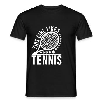 Mädchen mag Tennis Hobby Sport Tennisspieler - Männer T-Shirt - Schwarz - Vorne - AI Model Male 178 light (178cm)