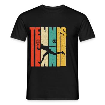 Tennis Vintage Retro Tennisspieler Sport Hobby - Männer T-Shirt - Schwarz - Vorne - AI Model Male 178 light (178cm)