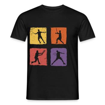 Tennis Vintage Retro Tennisspieler Sport Hobby - Männer T-Shirt - Schwarz - Vorne - AI Model Male 178 light (178cm)