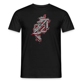 Etat de Hesse: villes et communes de Hesse - T-shirt homme - noir - Devant - AI Model Male 178 light (178cm)