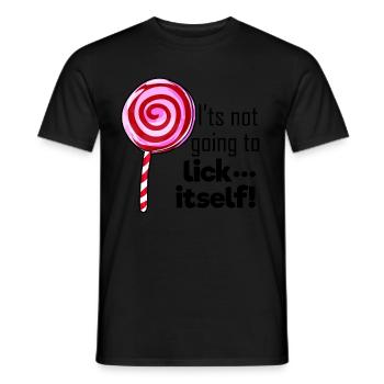 Er leckt sich nicht von selbst - Lutscher Penis - Männer T-Shirt - Schwarz - Vorne - AI Model Male 178 light (178cm)