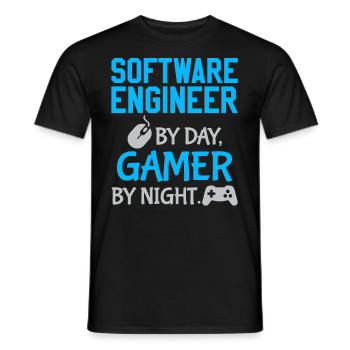 Gamer Software Engineer - Men's T-Shirt - black - Front - AI Model Male 178 light (178cm)