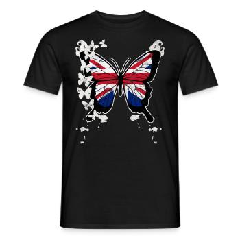 Schmetterling Union Jack - Männer T-Shirt - Schwarz - Vorne - AI Model Male 178 light (178cm)
