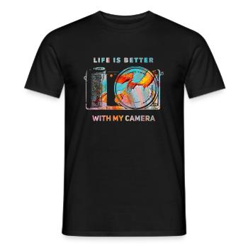 Life is better with my Camera - Männer T-Shirt - Schwarz - Vorne - AI Model Male 178 light (178cm)
