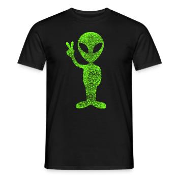Peace Alien 80er 90er Jahre Retro - Männer T-Shirt - Schwarz - Vorne - AI Model Male 178 light (178cm)