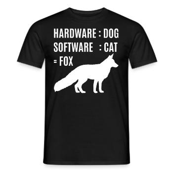 Fox hardware dog software cat - Men's T-Shirt - black - Front - AI Model Male 178 light (178cm)
