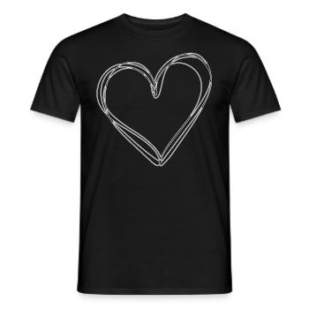 Herz Illustration weiße Linien - Männer T-Shirt - Schwarz - Vorne - AI Model Male 178 light (178cm)