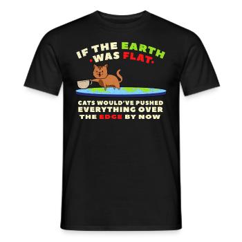Funny cat flatearth - Men's T-Shirt - black - Front - AI Model Male 178 light (178cm)