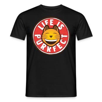 Katze Positiv denken - Männer T-Shirt - Schwarz - Vorne - AI Model Male 178 light (178cm)