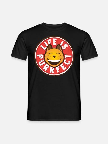 Thinking cat positively - Men's T-Shirt - black