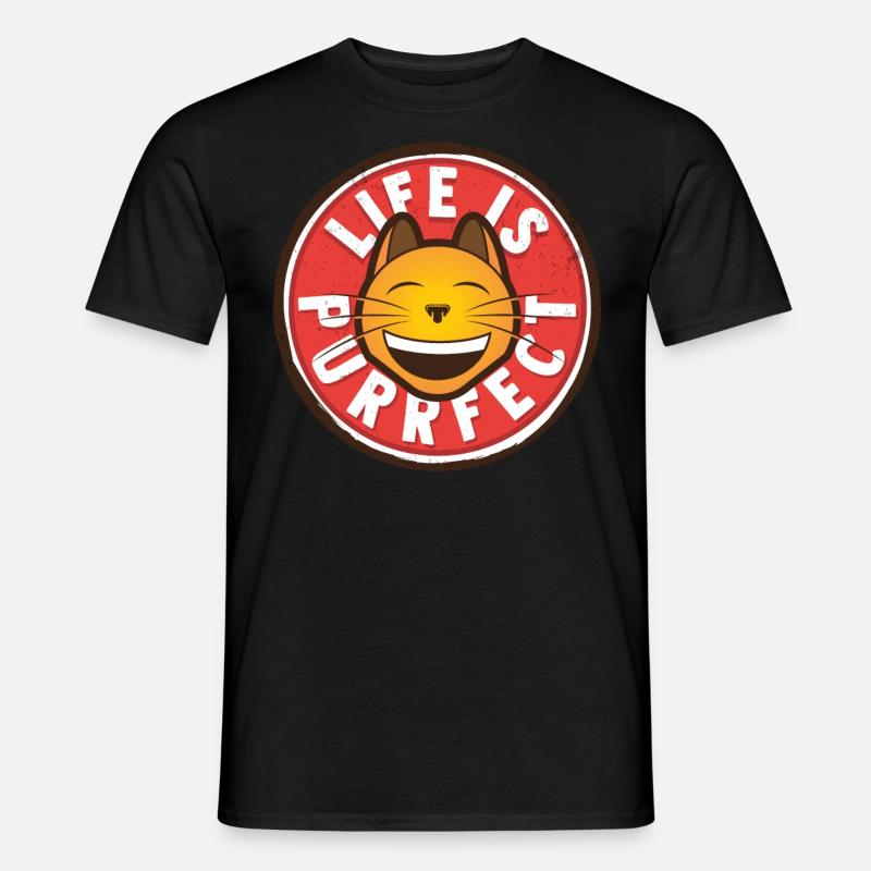 Katze Positiv denken - Männer T-Shirt - Schwarz