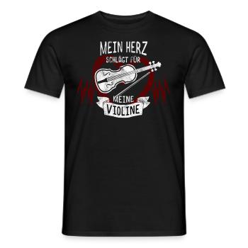 Violine Herz - Männer T-Shirt - Schwarz - Vorne - AI Model Male 178 light (178cm)