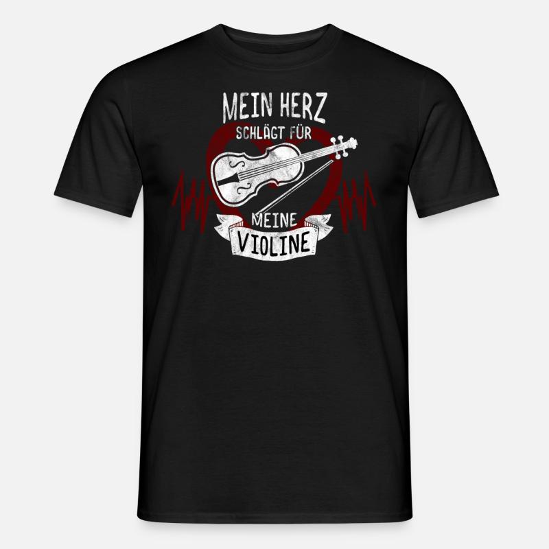 Violine Herz - Männer T-Shirt - Schwarz