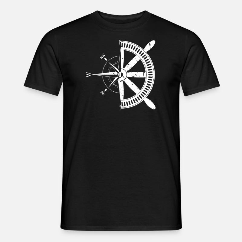 Compass steering wheel sailor seafaring gift idea - Men’s T-shirt - black
