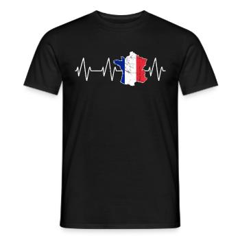Frankreich Herzschlag Franzose Geschenkidee - Männer T-Shirt - Schwarz - Vorne - AI Model Male 178 light (178cm)