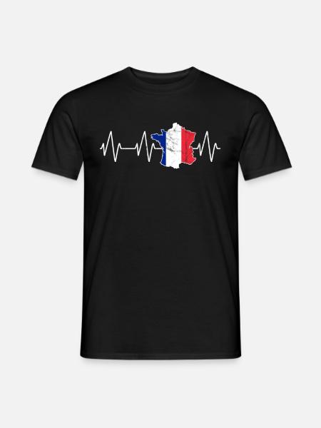 Frankreich Herzschlag Franzose Geschenkidee - Männer T-Shirt - Schwarz