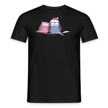 Zwei Eulen Uhu am Kuscheln - Männer T-Shirt - Schwarz - Vorne - AI Model Male 178 light (178cm)