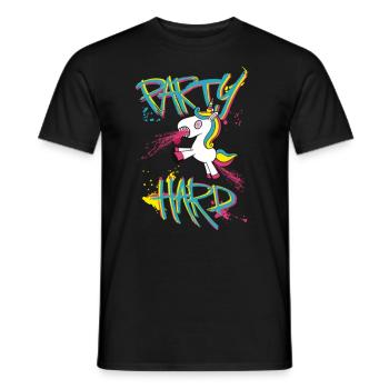 Party Hard Einhorn Unicorn - Männer T-Shirt - Schwarz - Vorne - AI Model Male 178 light (178cm)