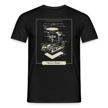 Record player vinyl retro - Men's T-Shirt - black - Front - AI Model Male 178 light (178cm)
