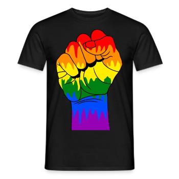 Schwule Faust - Männer T-Shirt - Schwarz - Vorne - AI Model Male 178 light (178cm)