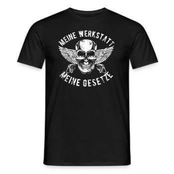 Car mechanic motor vehicle auto truck tool workshop - Men's T-Shirt - black - Front - AI Model Male 178 light (178cm)
