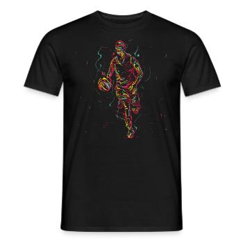 Abstract art basketball athlete dribbling - Men's T-Shirt - black - Front - AI Model Male 178 light (178cm)