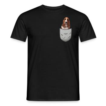 Propriétaires de chien Basset Hound Pocket Chest Pocket - T-shirt homme - noir - Devant - AI Model Male 178 light (178cm)