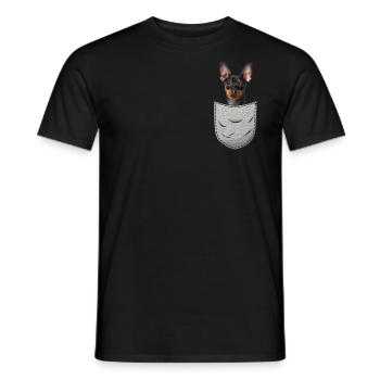 Poche poitrine Pinscher miniature Pinscher nain - T-shirt homme - noir - Devant - AI Model Male 178 light (178cm)
