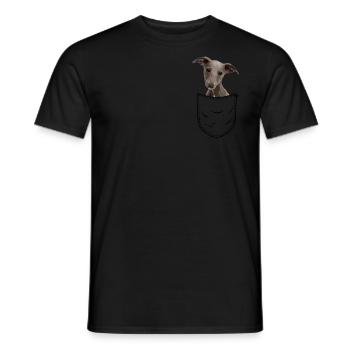 Poche poitrine Whippet Little English Greyhound - T-shirt homme - noir - Devant - AI Model Male 178 light (178cm)