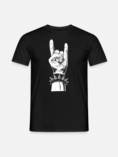 Teufelsgruß Pommesgabel Metalhand & Roll Rocker - Männer T-Shirt - Schwarz