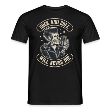 Elvis Rock and Roll ne mourra jamais 1977 dur - T-shirt homme - noir - Devant - AI Model Male 178 light (178cm)