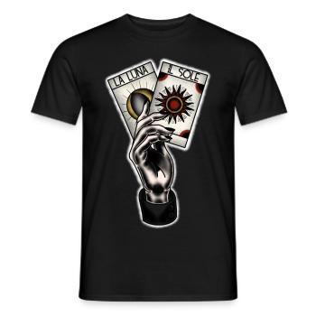Tarot Card Moon and Sun Tattoo Style - Men's T-Shirt - black - Front - AI Model Male 178 light (178cm)