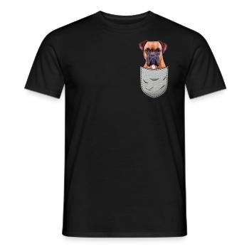 Boxer allemand poche poitrine pocket propriétaires de chiens - T-shirt homme - noir - Devant - AI Model Male 178 light (178cm)