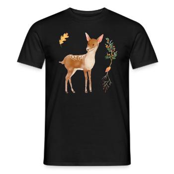 Woodland Animal Baby Deer Blumen Baumschule - Männer T-Shirt - Schwarz - Vorne - AI Model Male 178 light (178cm)