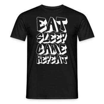 Eat Sleep Game Repeat - Männer T-Shirt - Schwarz - Vorne - AI Model Male 178 light (178cm)