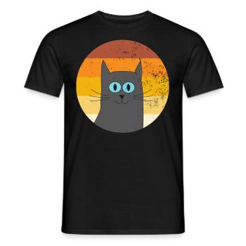 Chat gris rétro vintage pour les amoureux des chats - T-shirt homme - noir - Devant - AI Model Male 178 light (178cm)